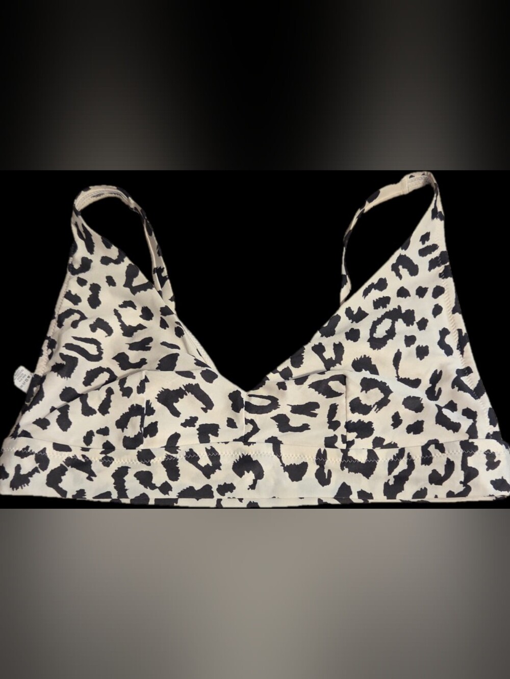 Aerie Leopard Print Bralette Bikini Top in Cream and Black Size Large
